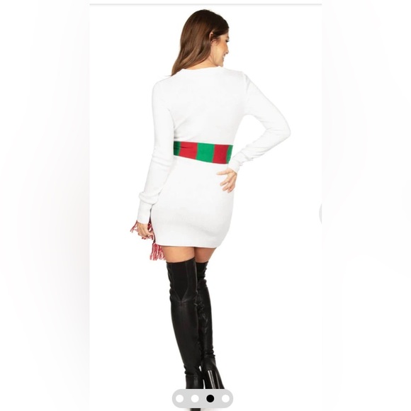 New ⛄️ Born Famous White Christmas Snowman Stretchy Cute Holiday Sweater Dress - Picture 2 of 16